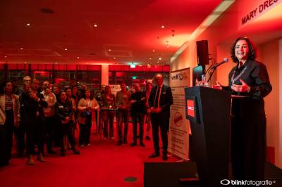 Eventfotografie voor ORAM met burgermeester Femke Halsema als spreker, gemaakt door BLINKfotografie in Amsterdam.